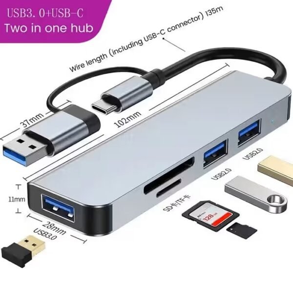 USB 3.0 5/8 Port Hub OTG Adapter 5Gpbs High Speed USB 3.0 2.0 Splitter 3.5 Audio - Image 2