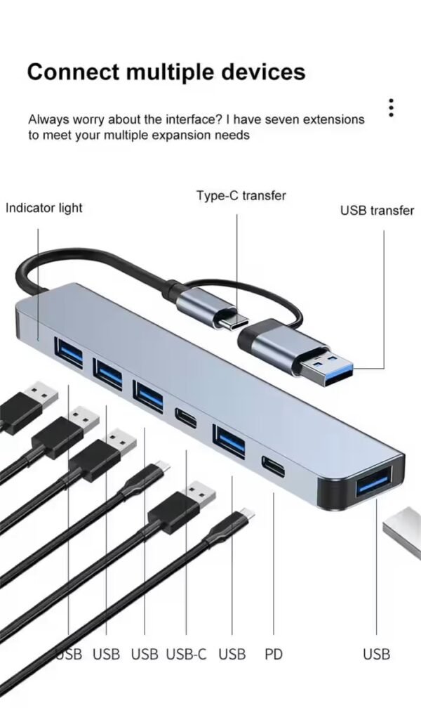 USB 3.0 5/8 Port Hub OTG Adapter 5Gpbs High Speed USB 3.0 2.0 Splitter 3.5 Audio - Image 9