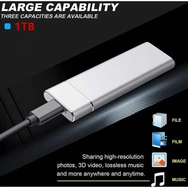 Portable SSD 1TB External Hard Disk High Speed Solid State Drive USB3.1 Type-C Storage Device
